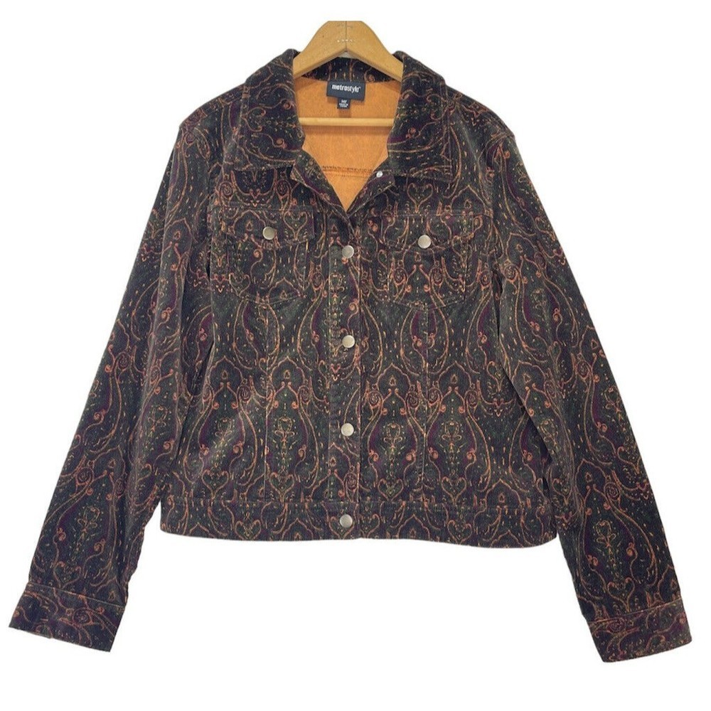 Metrostyle Corduroy Jacket Sz 14T Women Long Sleeve Button Up Brown